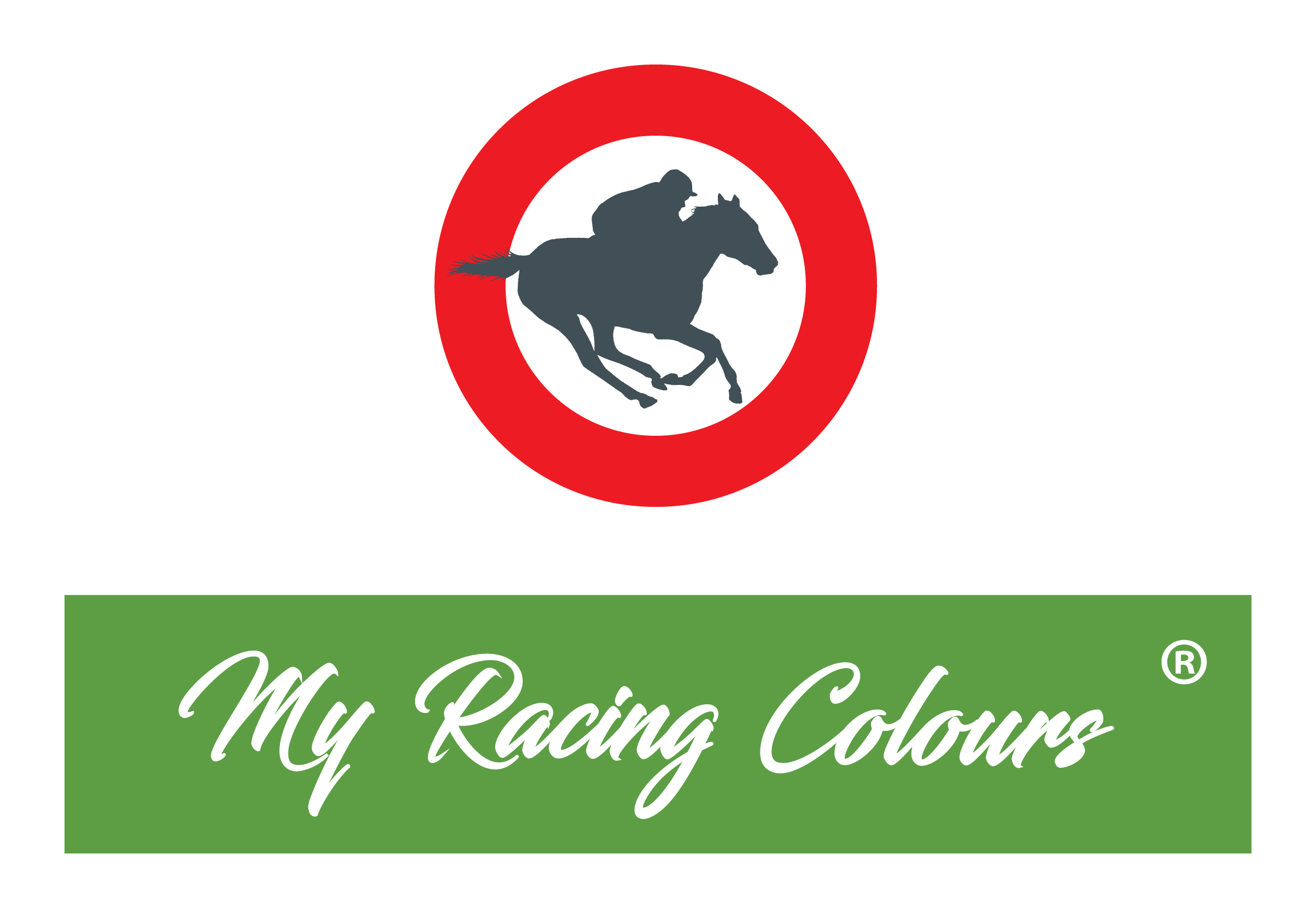 Logo of My Racing Colours with a horse and jockey icon on a white background
